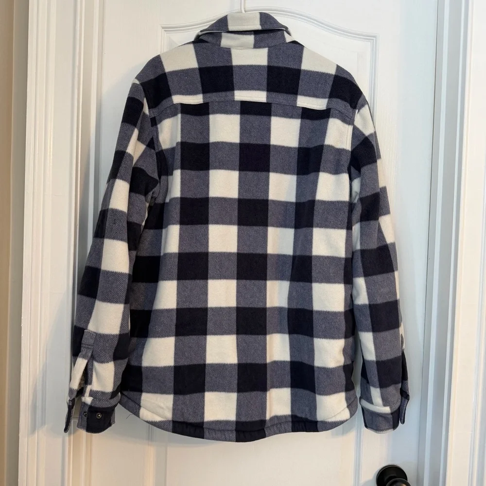 Redmond Clothing Outfitters Blue and White Plaid  Fleece Jacket Sherpa Lined